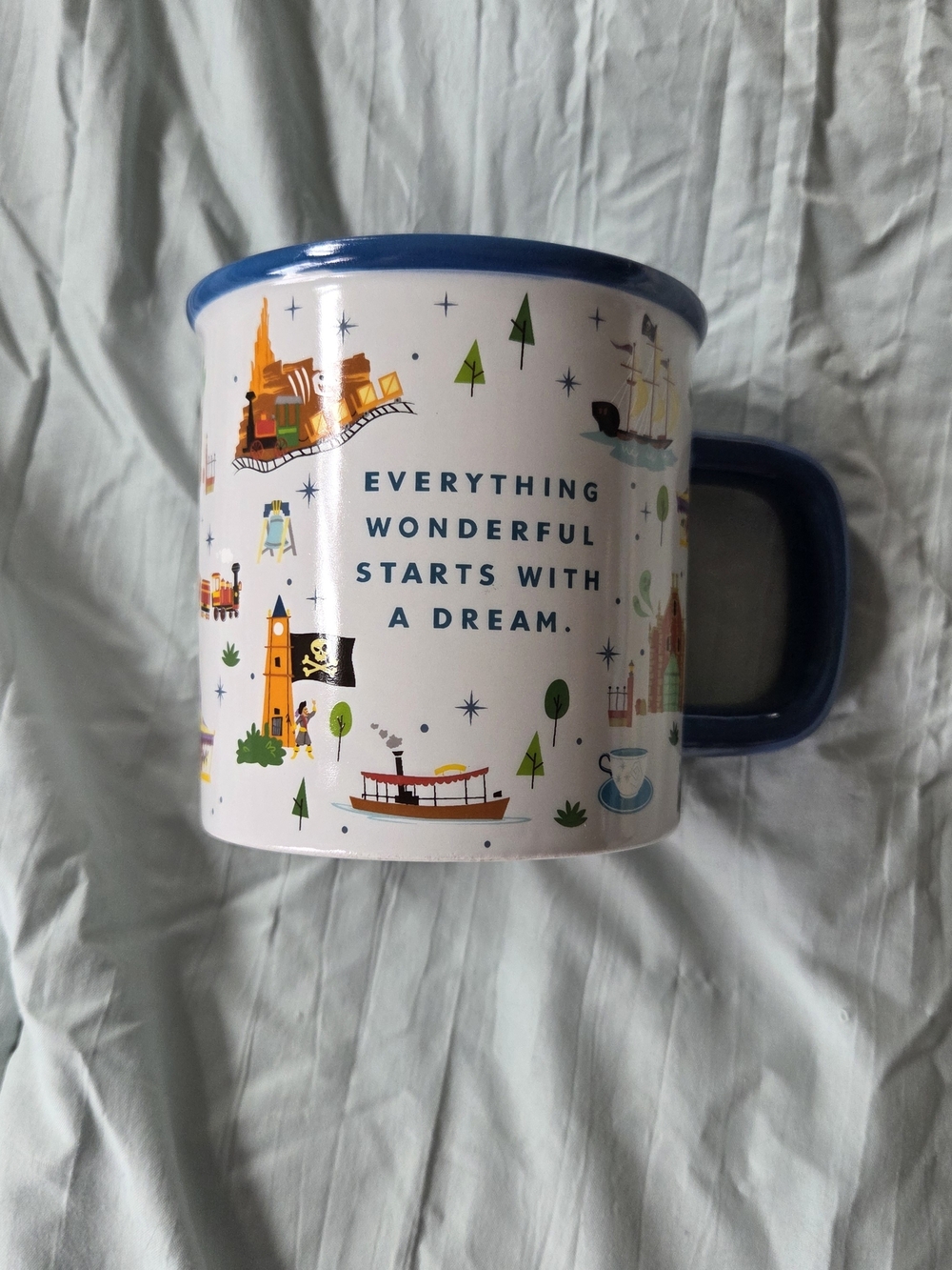White and Blue Disney 50 'Everything Wonderful' Illustration Mug